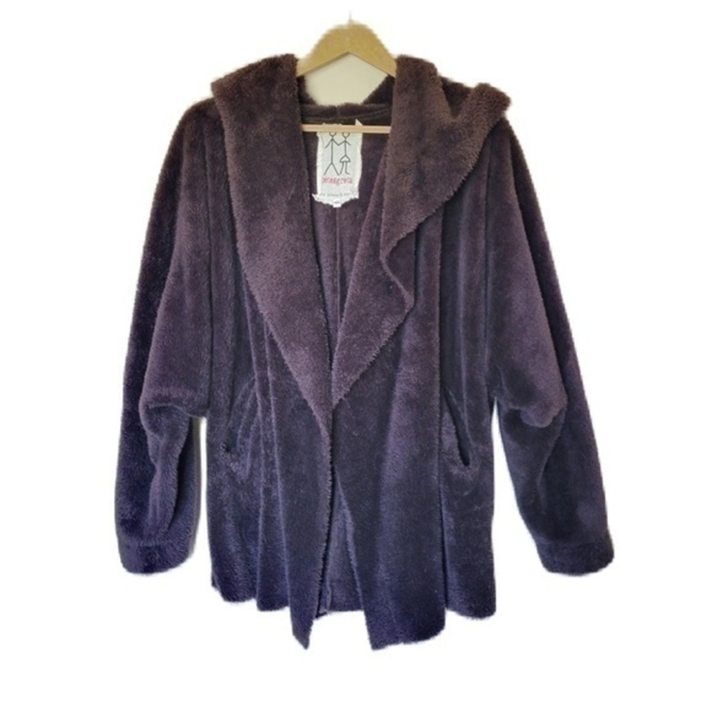 JOHNNY WAS PETE & GRETA Fuzzy Wuzzy Hoodie Jacket Brown oversized
